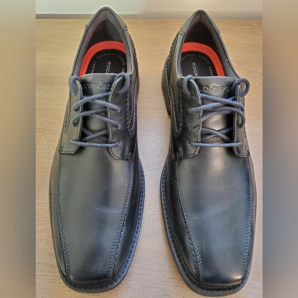 Rockport Men's Black Leather Style Leader 2 "Bike Toe" Oxford Shoes - Picture 4 of 13